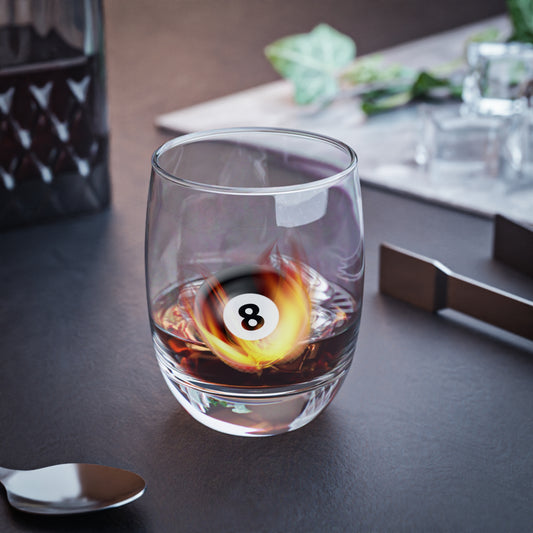 Flaming 8-Ball Whiskey Glass 6oz - Novelty Rocks Glass for Pool Players & Bar Gifts