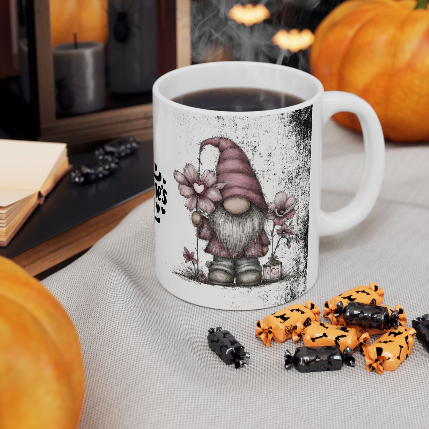 Ceramic Gnome Floral Mug "Happy Valentine's Day" — Happy Valentine’s Day 11oz/15oz