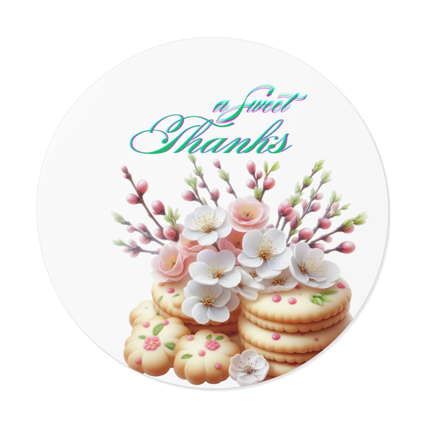 Floral Thank You Custom Vinyl Stickers, Wedding Favors, Party Decor, Personalized Gift, Cute Floral Design, Sweet Treats Decal