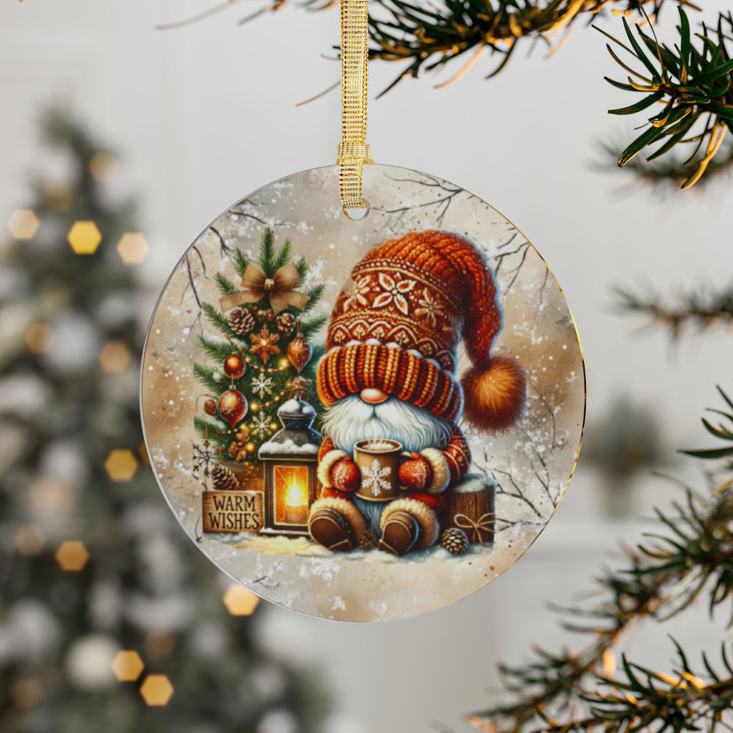 Festive Holiday Acrylic Ornaments with Cozy Gnome Design - Perfect for Christmas Decor