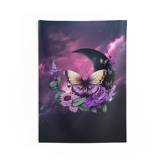 Celestial Butterfly Wall Tapestry | Boho Decor, Nature Art, Bedroom Wall Hanging, Gift for Her, Purple Tapestry