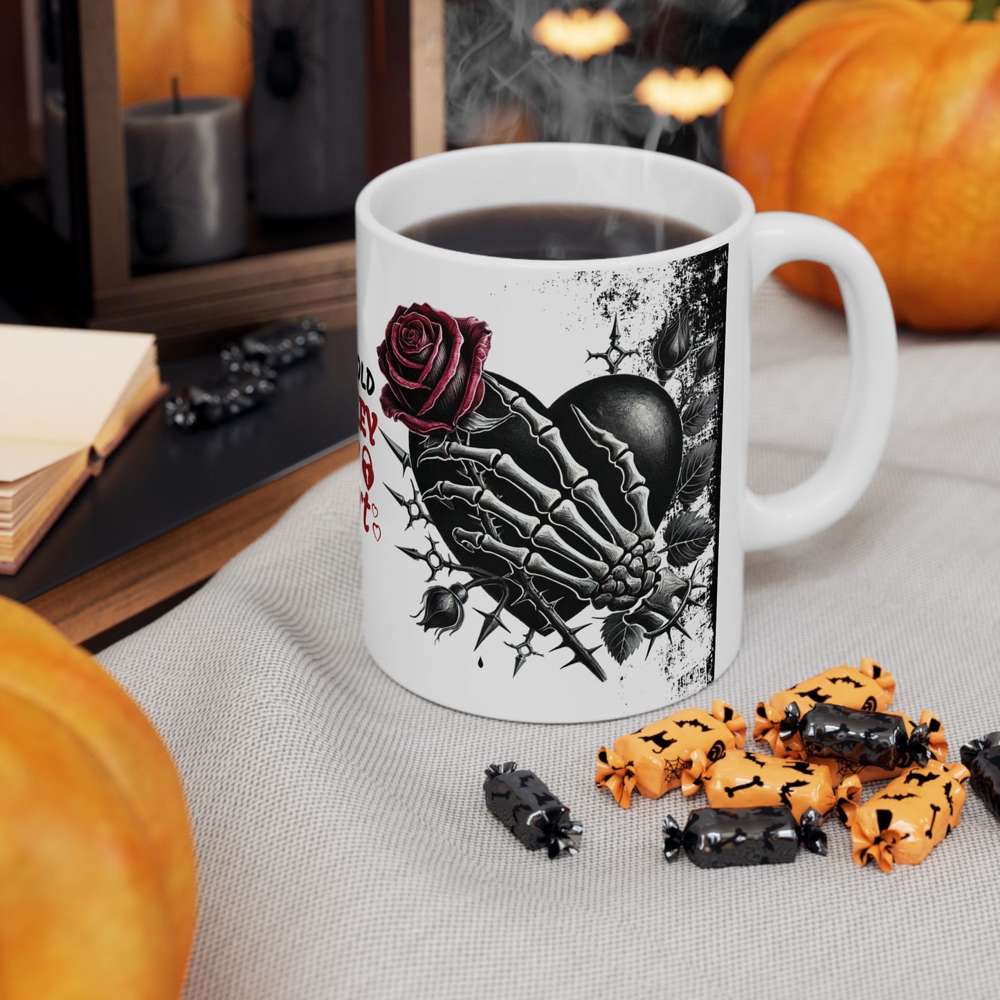 Ceramic Mug "You Hold The Key To My Heart" — Gothic Rose Valentine Coffee Cup (11oz/15oz)