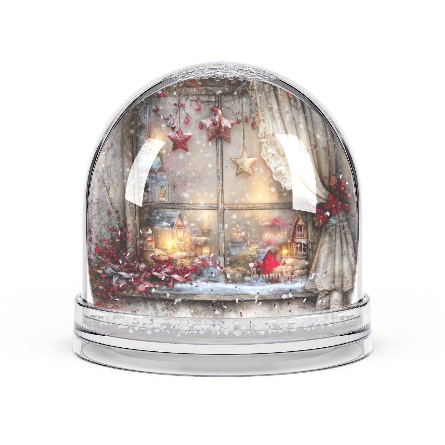 Christmas Window Snow Globe — Cozy Holiday Tabletop Decor
