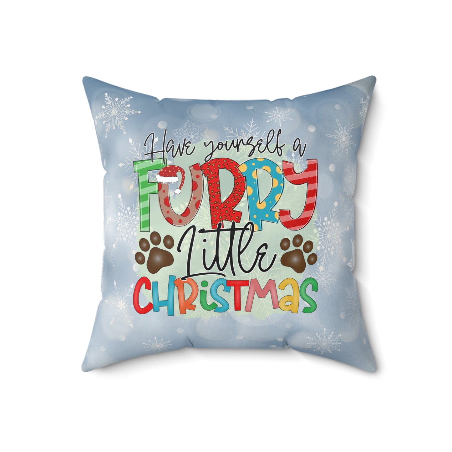 Christmas Theme Decorative Spun Polyester Square Pillow, Animal Lovers, Pet Lovers Holiday Pillow Decor, Accent for Any Room for the Holidays