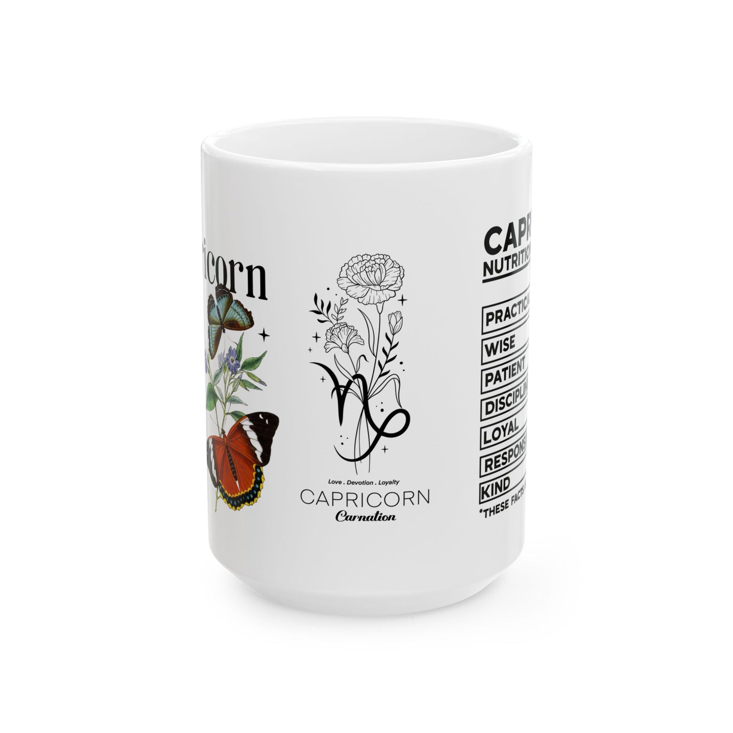 Capricorn Zodiac Floral Ceramic Mug - Horoscope Gift for Astrology Lovers