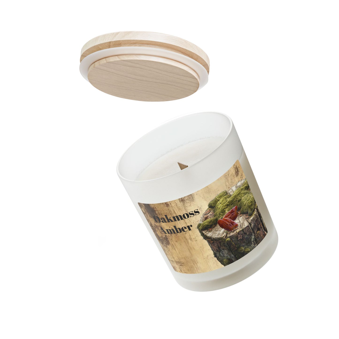 Vanilla Frosted Glass Candle – 11oz Scented Soy Candle with Wooden Lid