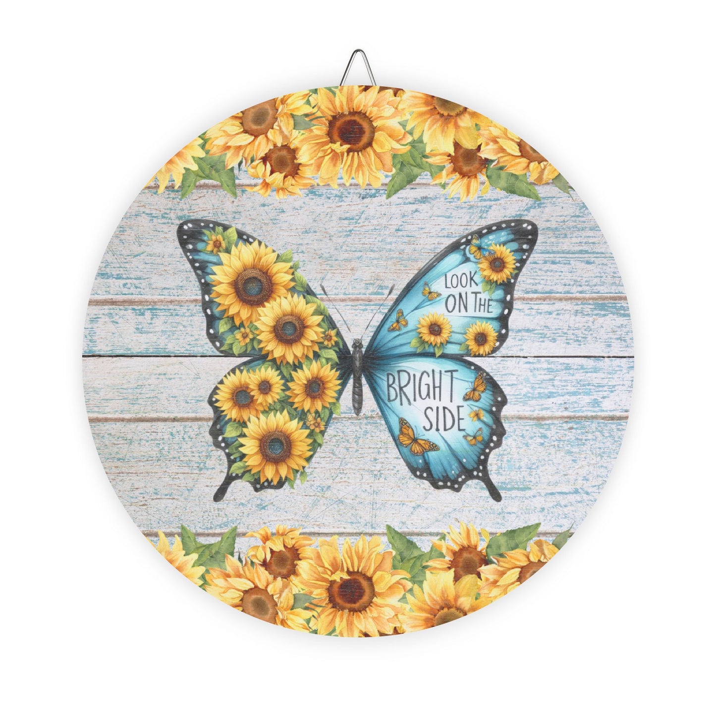 Rustic Charm Butterfly With Sunflowers Wood Signs - "Look On The Bright Side"