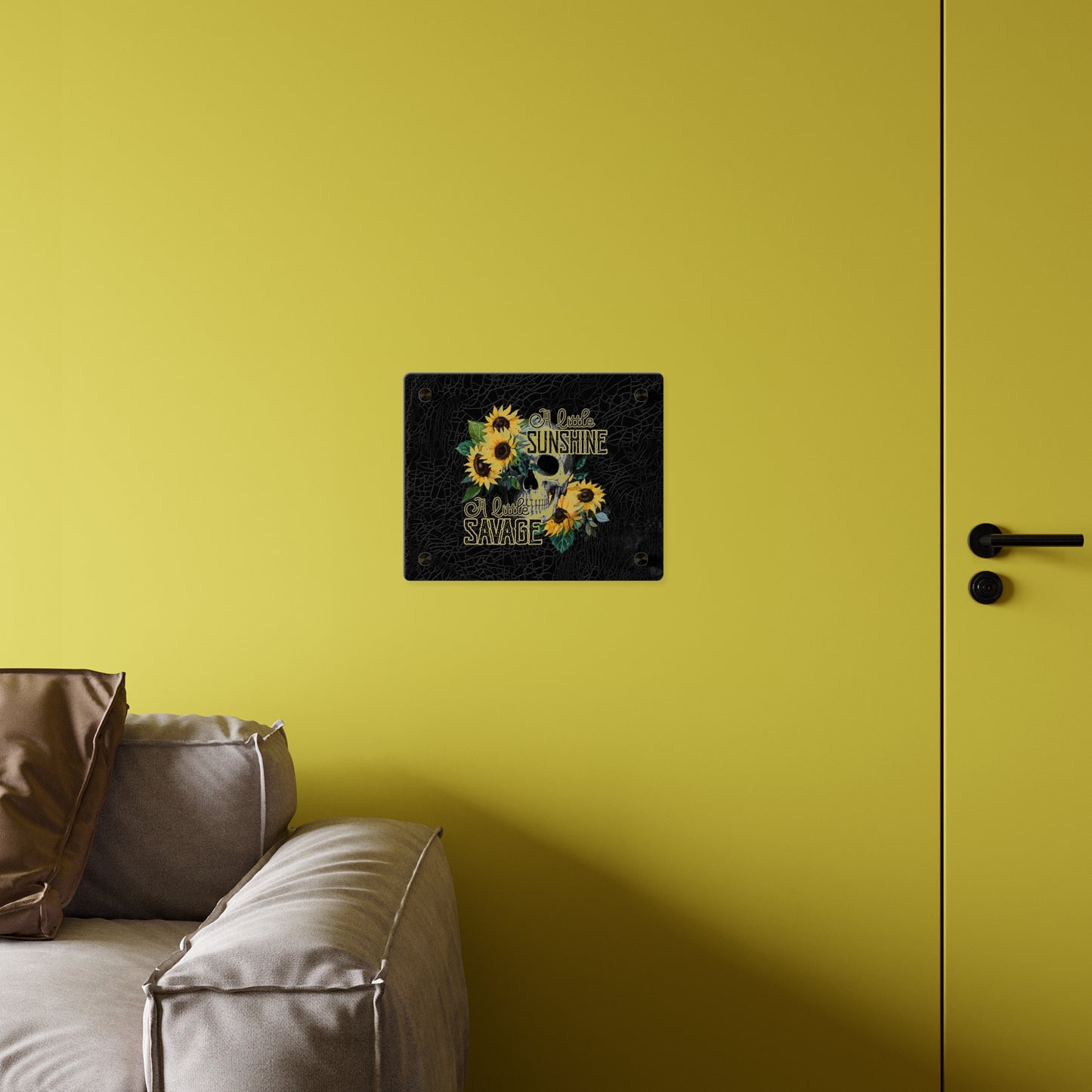 Acrylic Wall Art Panel- 'A Little Sunshine, A Little Savage' Design with Sunflowers