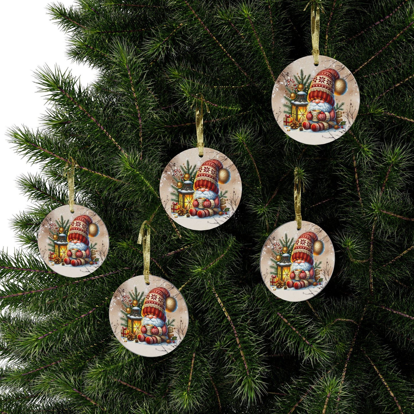 Festive Christmas Acrylic Ornaments - Santa Gnome Design for Holiday Decor