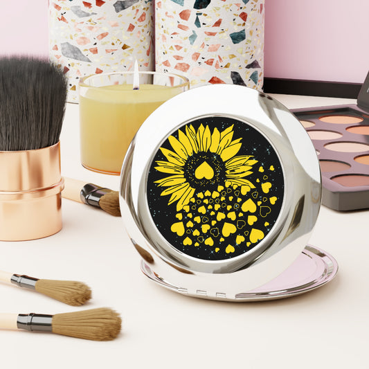 Sunflower Love Compact Travel Mirror - Cute Floral Design for On-the-Go