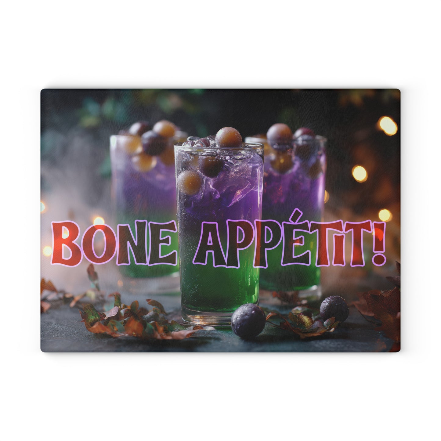 Spooky Bone Appétit Glass Cutting Board