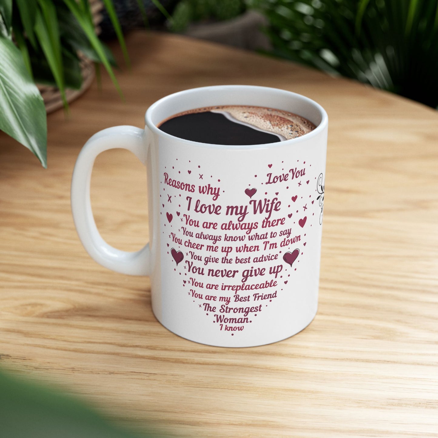 "Reasons Why I Love My Wife" Ceramic Mug — Romantic Valentine’s Day Coffee Cup (11oz/15oz)