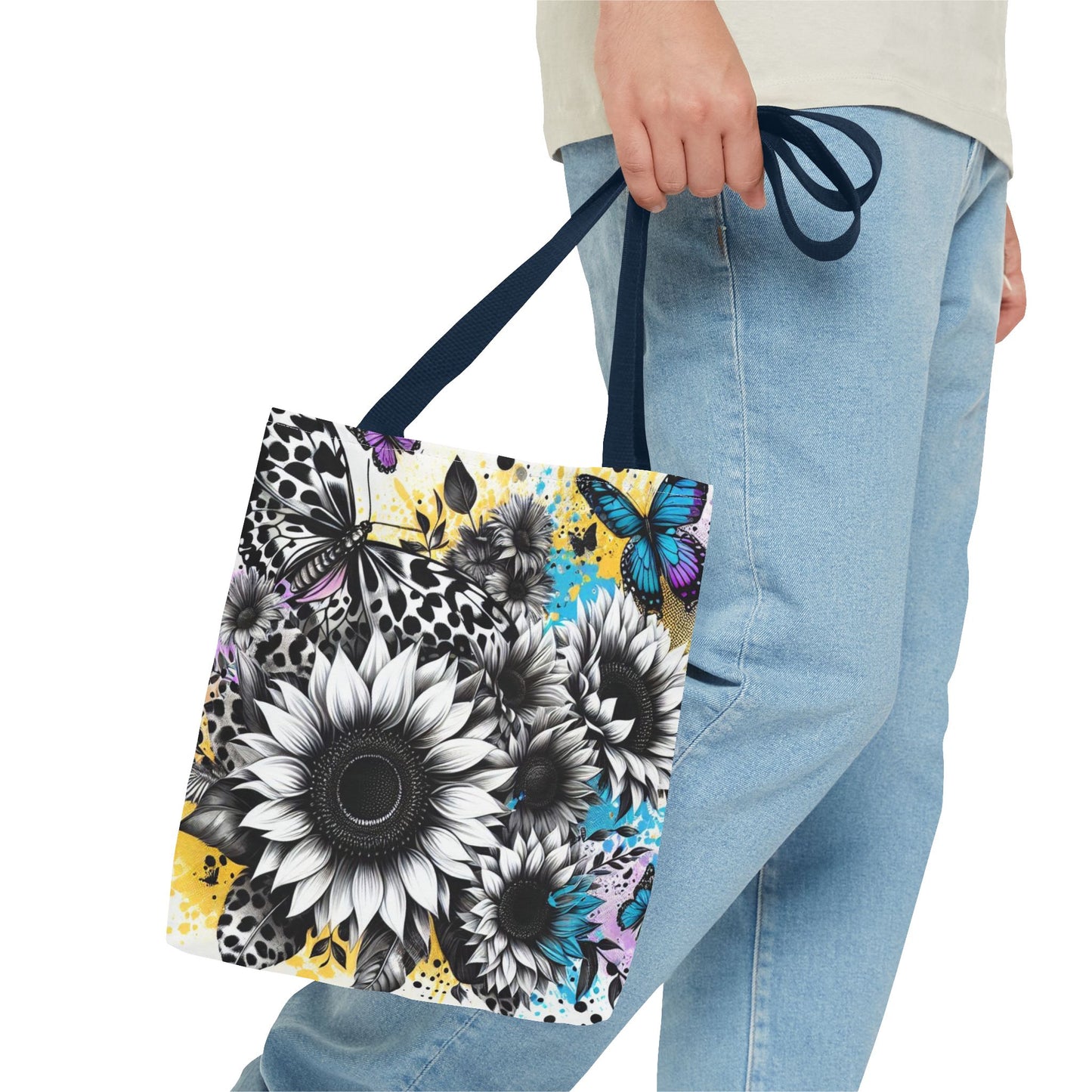 Sunflower & Butterflies Tote Bag — Color Splash Floral All-Over Print