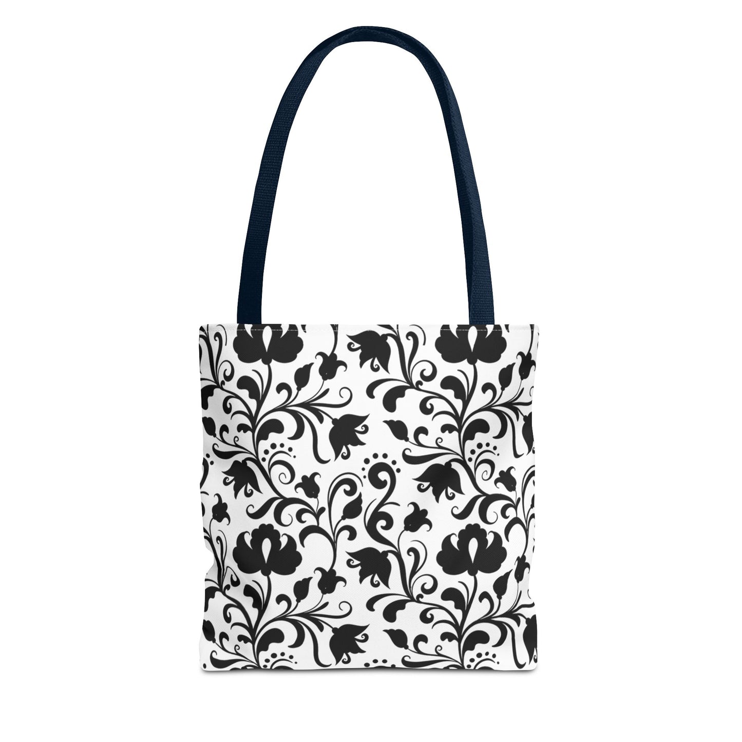 Black and White Floral Tote Bag - Stylish AOP Fashion Everyday Gift