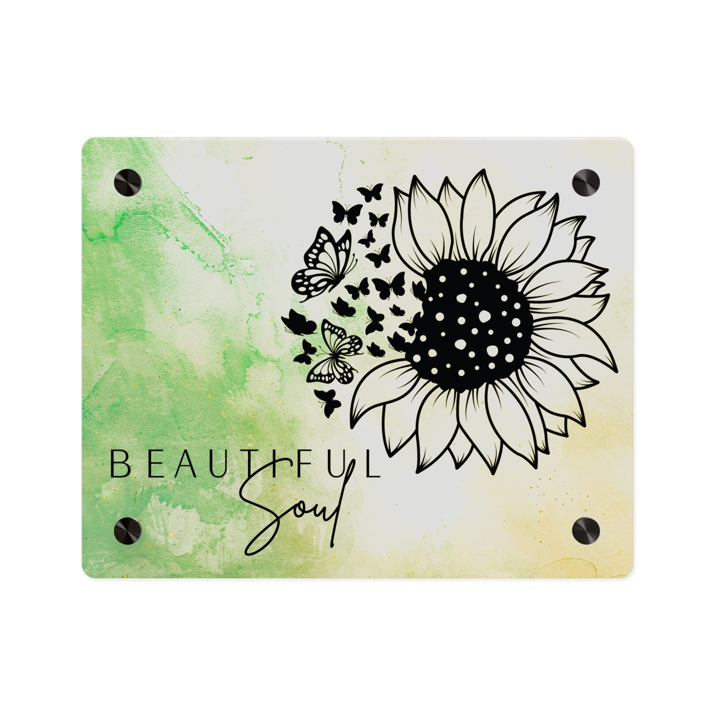 Beautiful Soul Acrylic Wall Art Panel with Sunflower Design