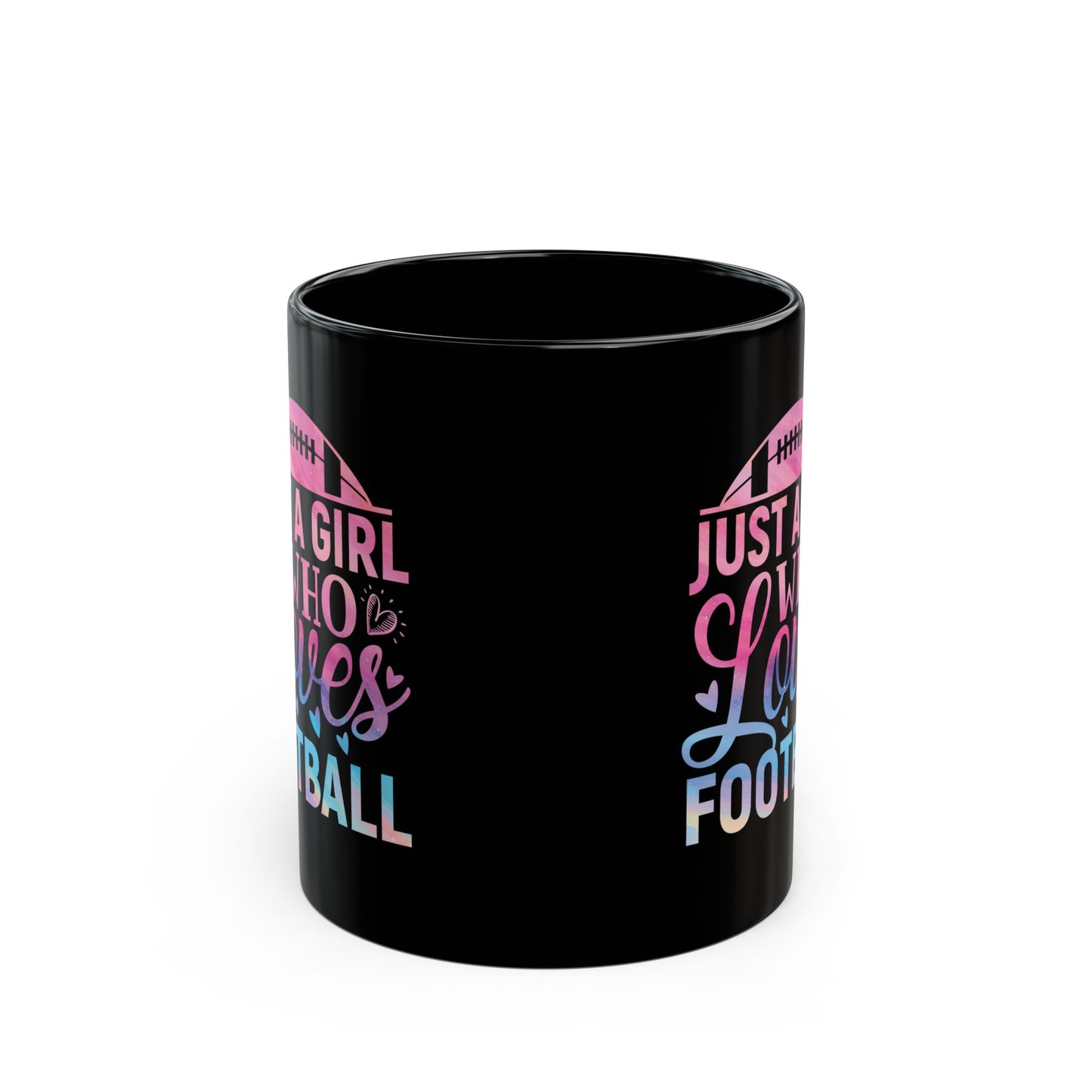 Football Theme for Her Black Mug (11oz, 15oz), Cute Football Quote, Hot Chocolate, Tea, Coffee Lovers, Football Lovers, Great Gift Idea for Any Occasion for Her