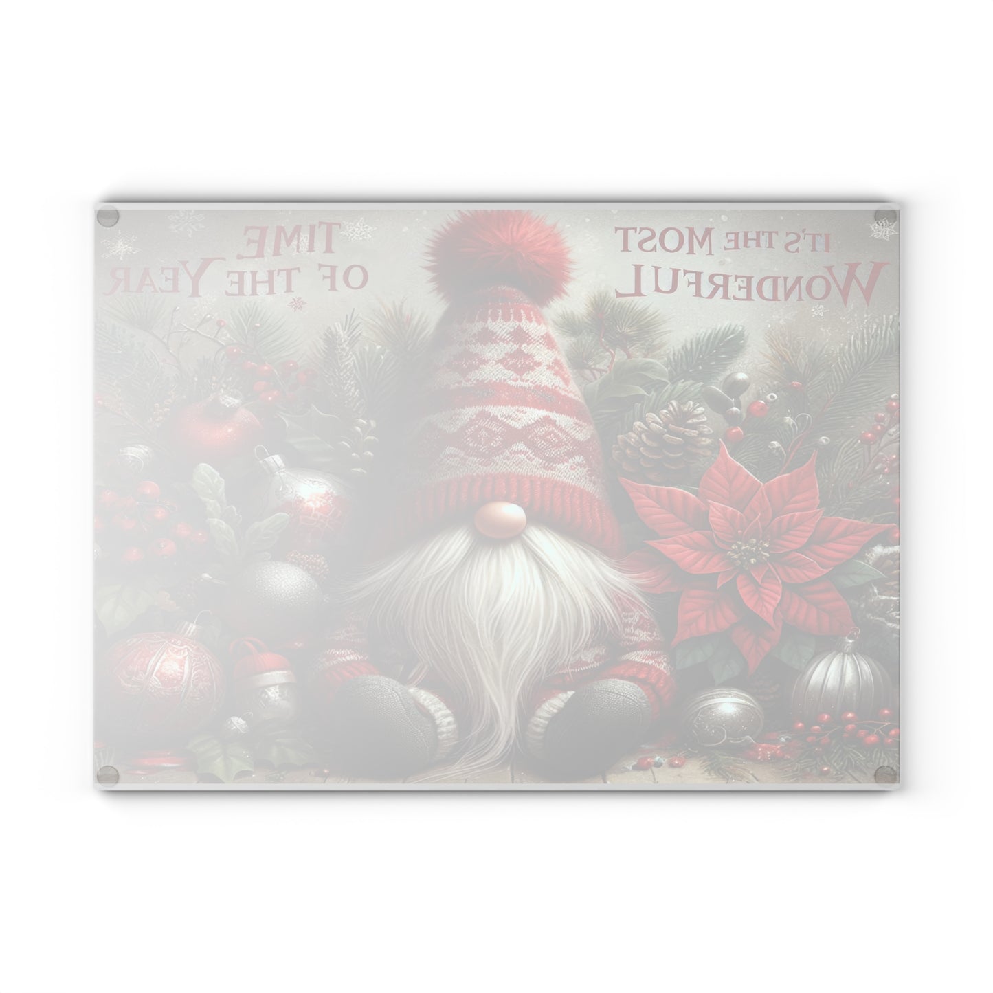 Festive Gnome Glass Cutting Board - Perfect for Holiday Cooking