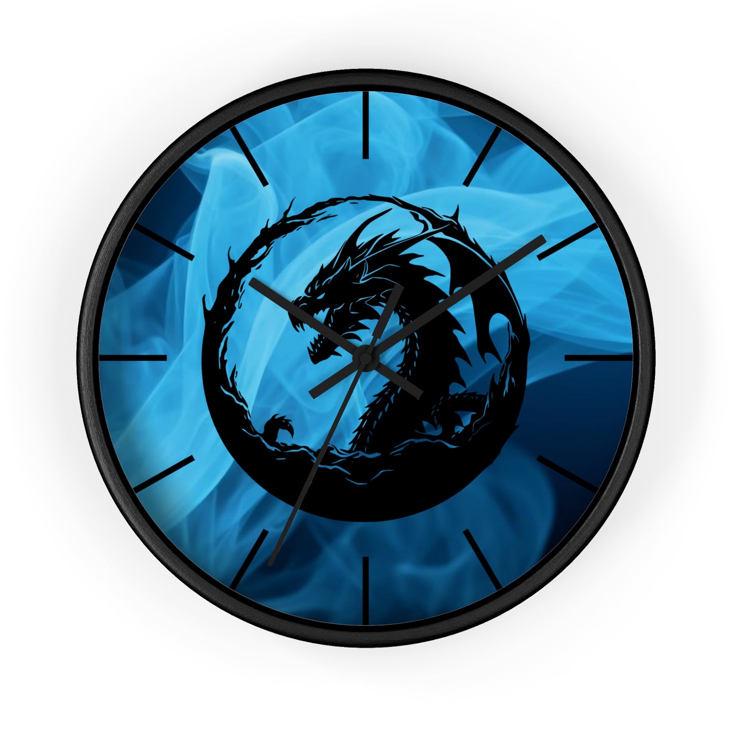 Dragon Blue Smoky Wall Clock - Mystical Home Office Decor Gift