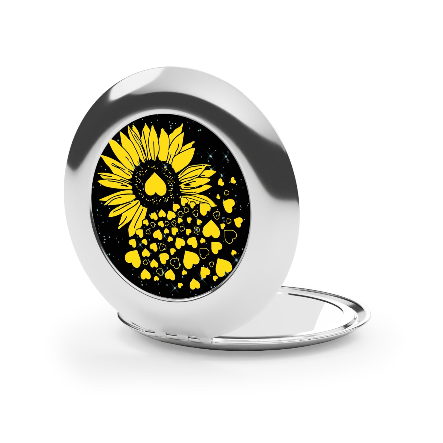 Sunflower Love Compact Travel Mirror - Cute Floral Design for On-the-Go
