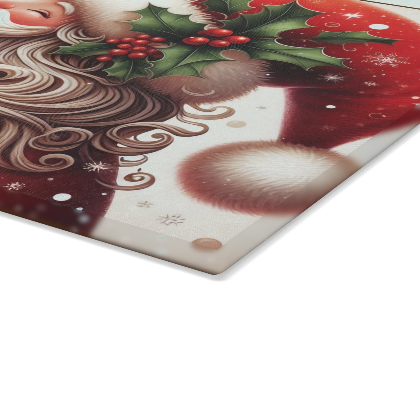 Festive Santa Glass Cutting Board - Believe in the Magic