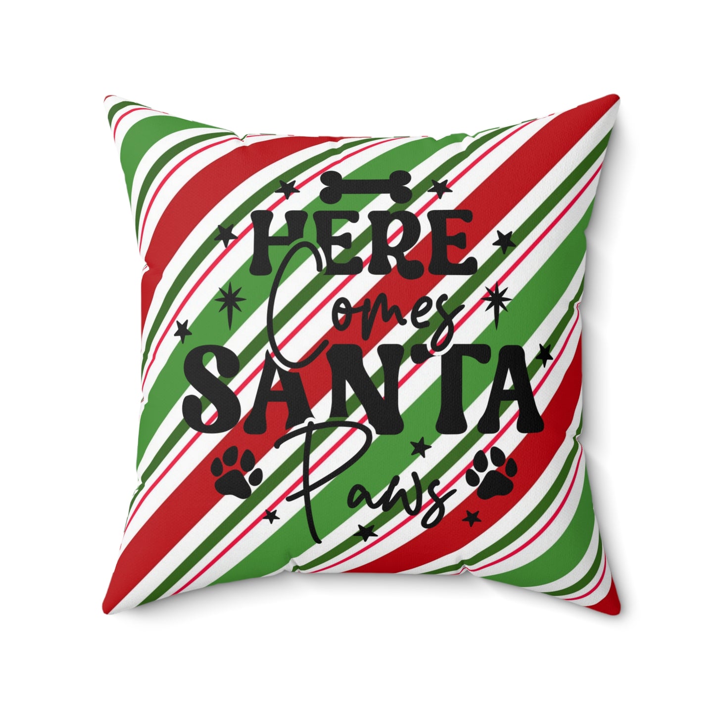Christmas Pet Theme Spun Polyester Square Pillow, Dog Lover's Holiday Decor for Home or Office, Animal Lovers, Pet Lover's Holiday Accent