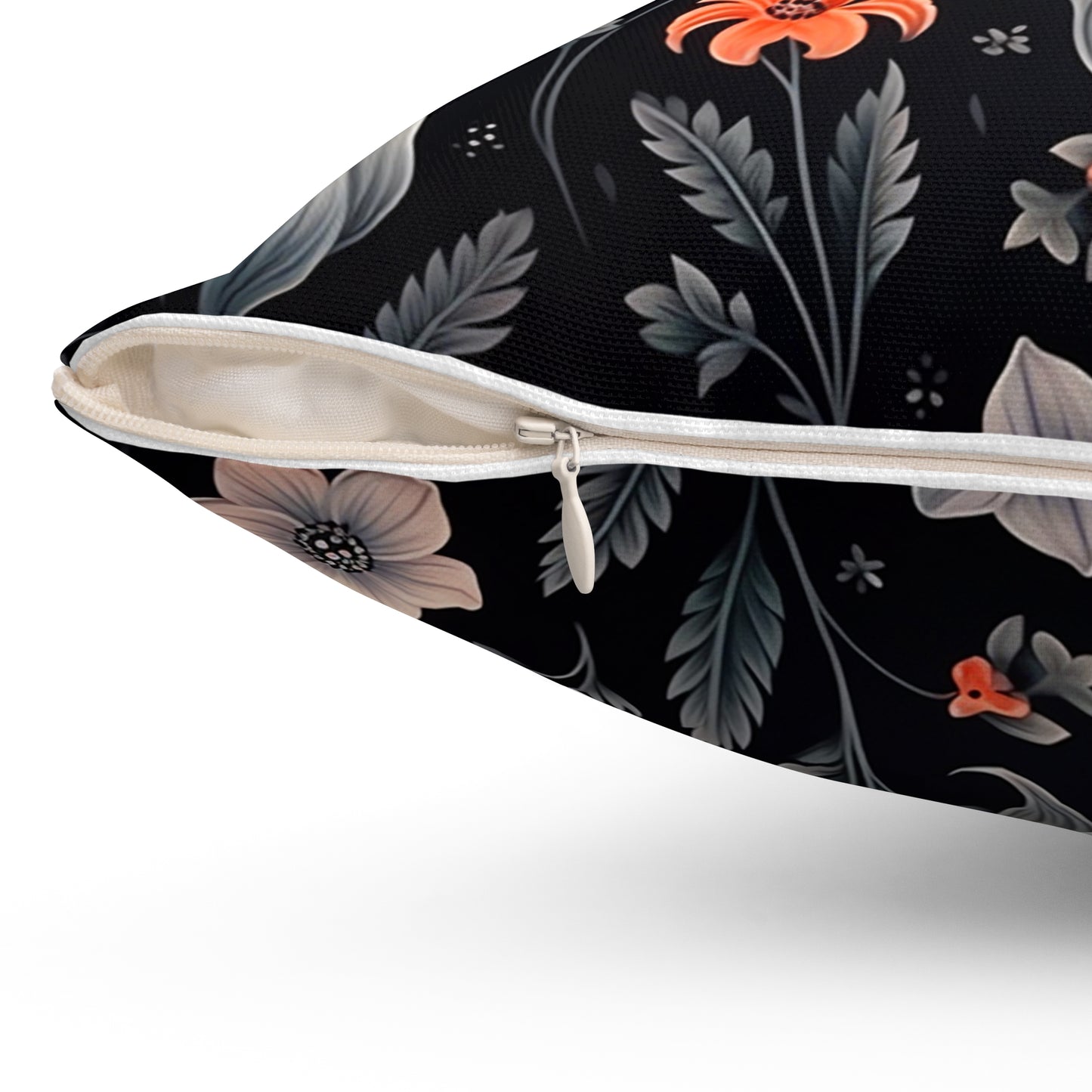 Ghostly with Floral Decor Spun Polyester Square Pillow for Any Room, Halloween Accent, Halloween Decor for Any Room, Great Gift Idea