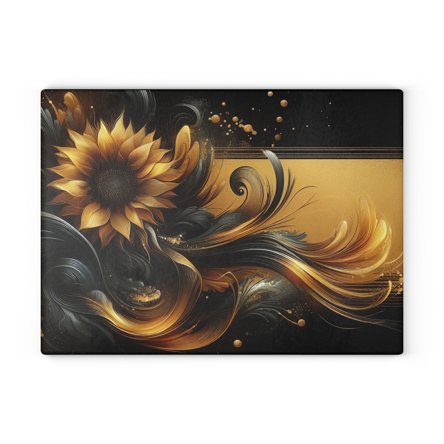 Artistic Sunflower Glass Cutting Board - Elegant Kitchen Decor for Home Chefs