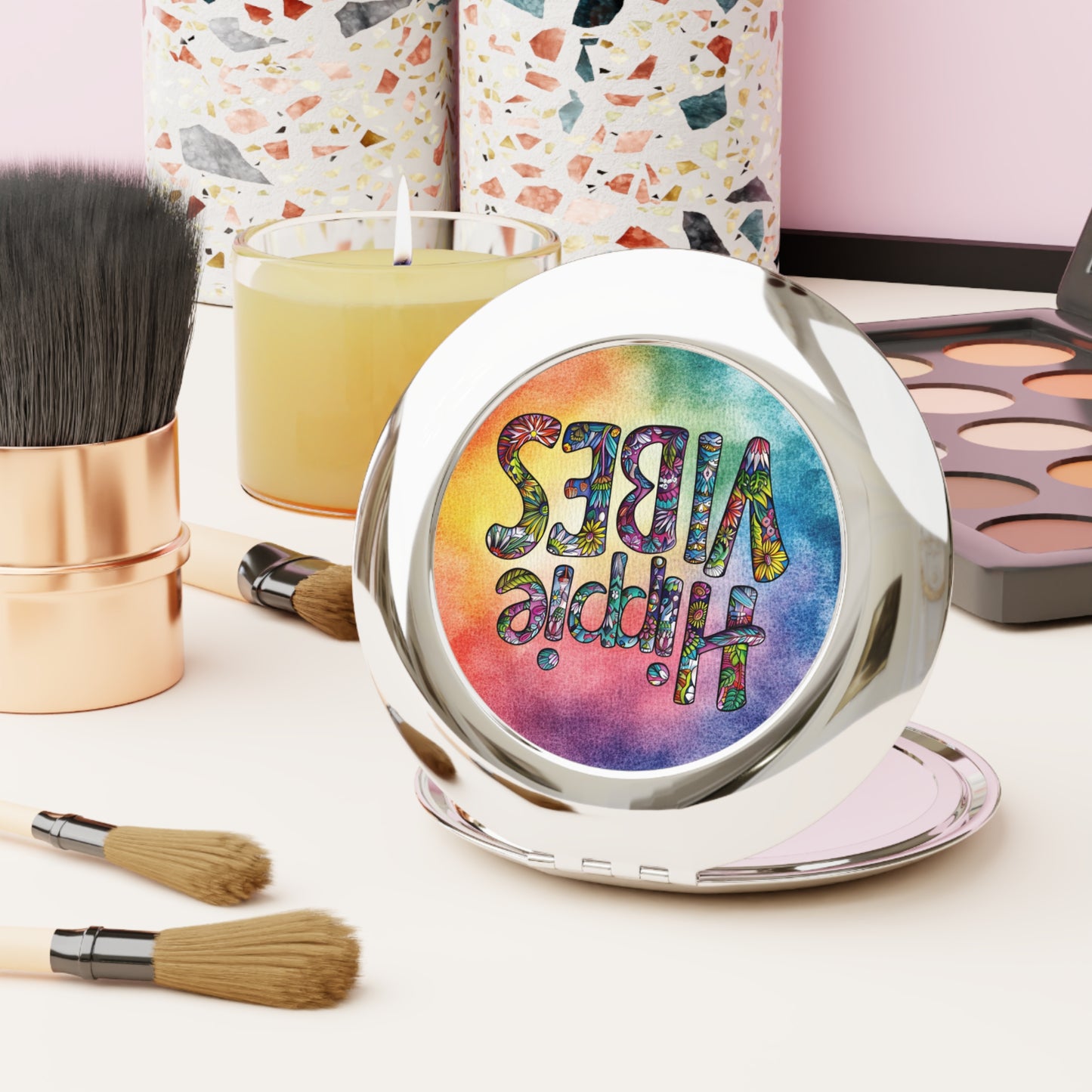 Hippie Vibes Compact Travel Mirror