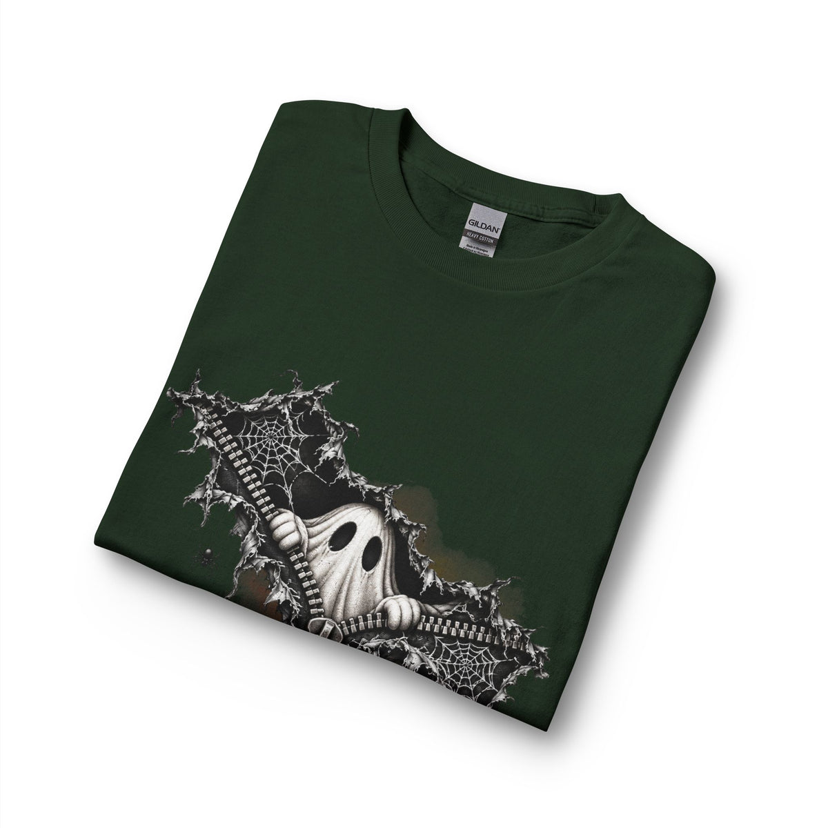 Gothic Ghost Peeping Through Zipper Long Sleeve T-Shirt