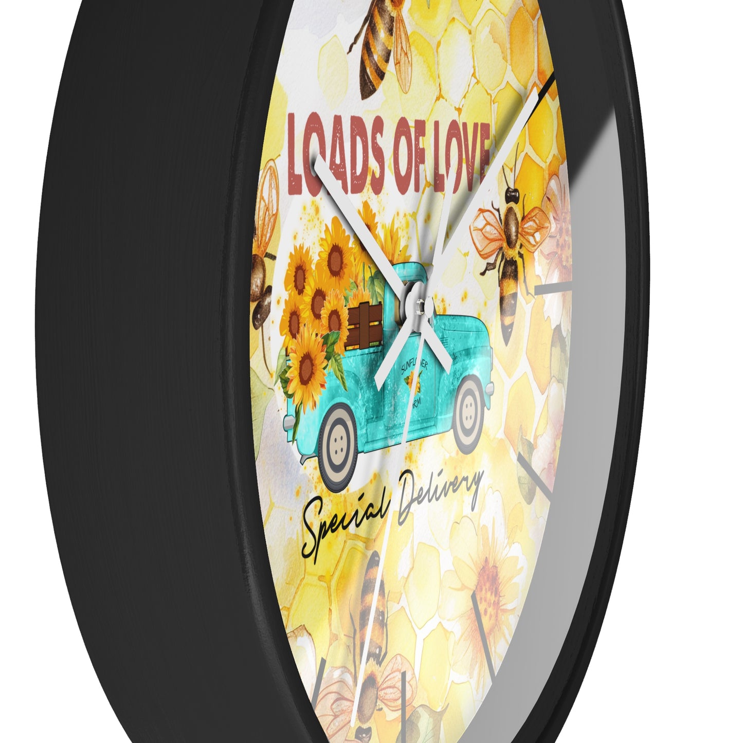 Sunflower Truck Honey Bees Wall Clock - Farmhouse Country Decor