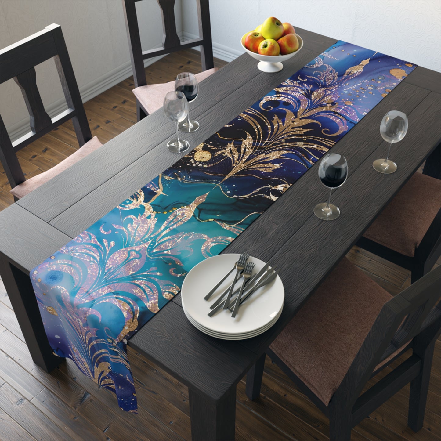 Elegant Floral Table Runner, Boho Dining Decor, Wedding Reception Tablecloth, Rustic Home Decor, Party Table Decoration