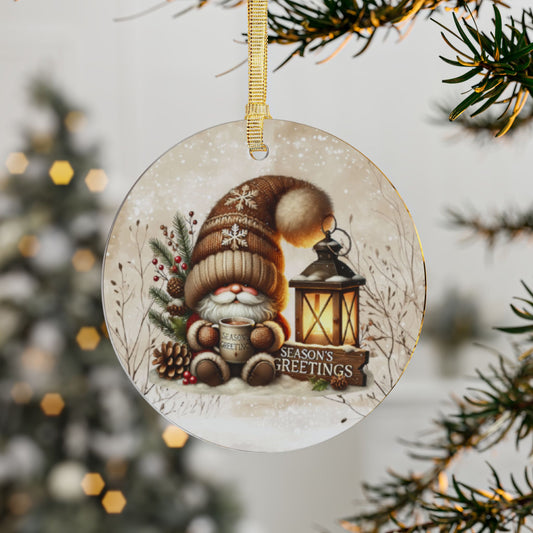 Festive Holiday Acrylic Ornament - Cozy Santa Gnome Design for Christmas Decor