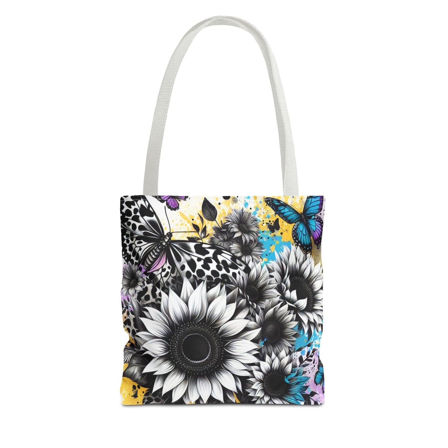 Sunflower & Butterflies Tote Bag — Color Splash Floral All-Over Print