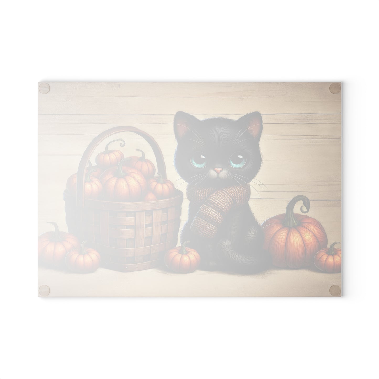 Cute Black Cat Pumpkin Glass Cutting Board - Perfect for Fall Cooking & Home Decor