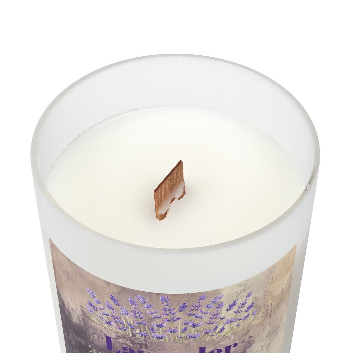 Vanilla Frosted Glass Candle – 11oz Scented Soy Candle with Wooden Lid