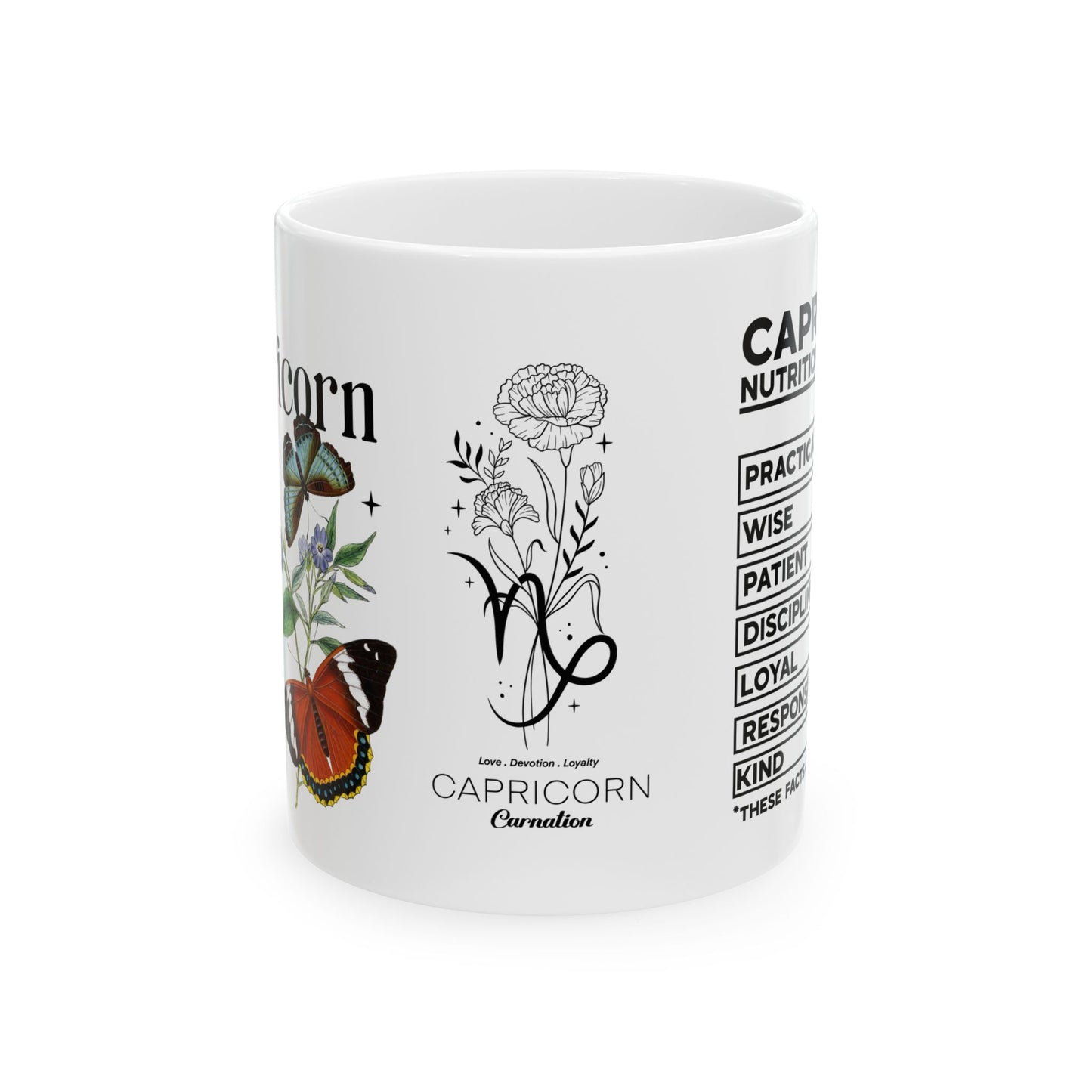 Capricorn Zodiac Floral Ceramic Mug - Horoscope Gift for Astrology Lovers