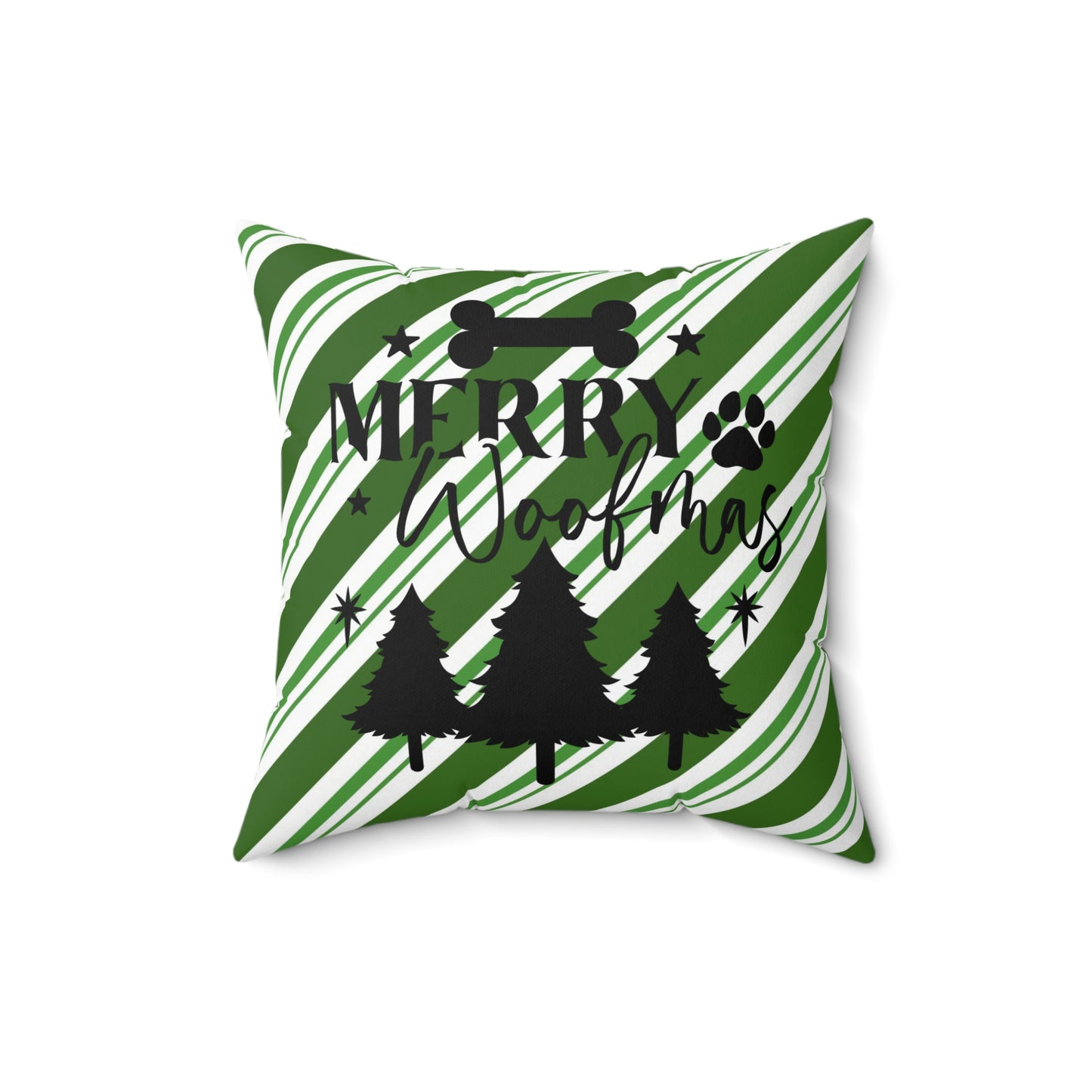 Christmas Theme Spun Polyester Square Pillow, Dog Lover's Holiday Decor for Home or Office, Dog Lovers Holiday Accent for Any Room