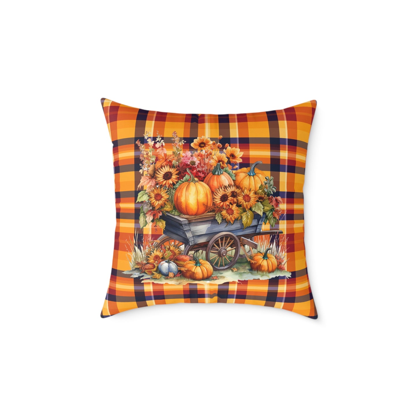 Fall Theme Square Poly Canvas Pillow, Beautiful Two-Sided Fall Theme and Fall Quote Decor for Home or Office, Stylish Accent for Any Room