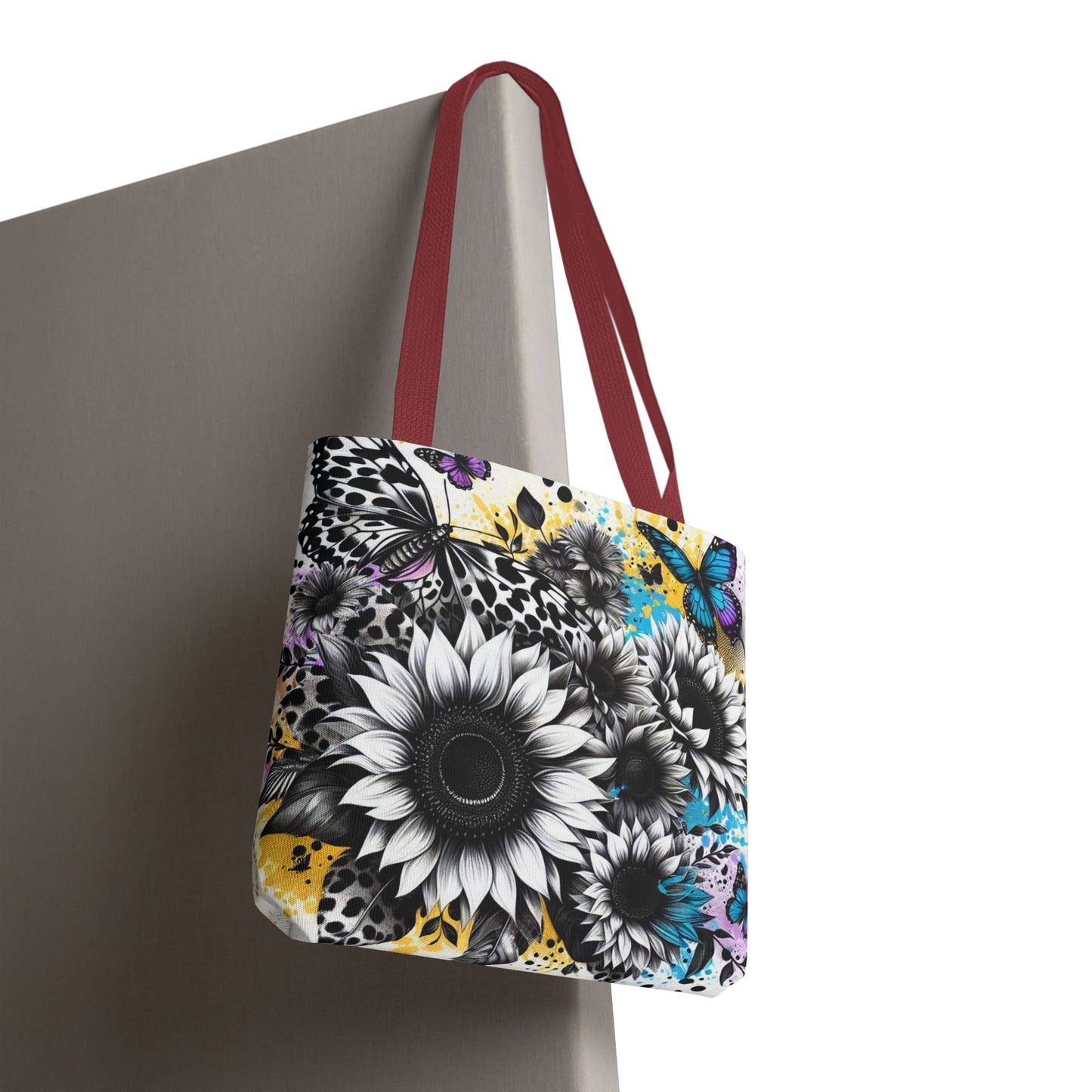 Sunflower & Butterflies Tote Bag — Color Splash Floral All-Over Print