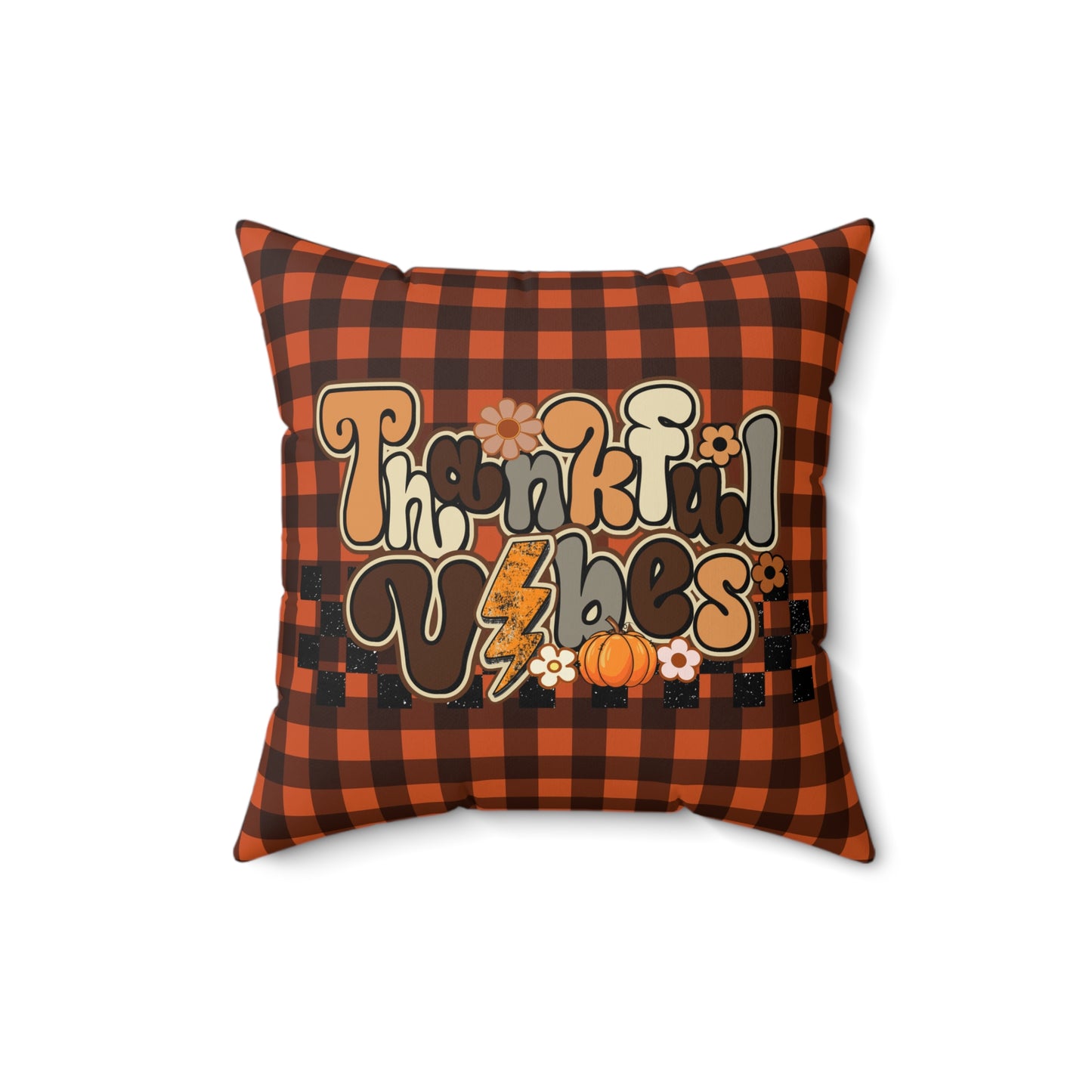 Spun Polyester Square Pillow - Autumn Harvest Thankful Vibes, Beautiful Fall Season Decor, Stylish Accent for Any Room in Home or Office