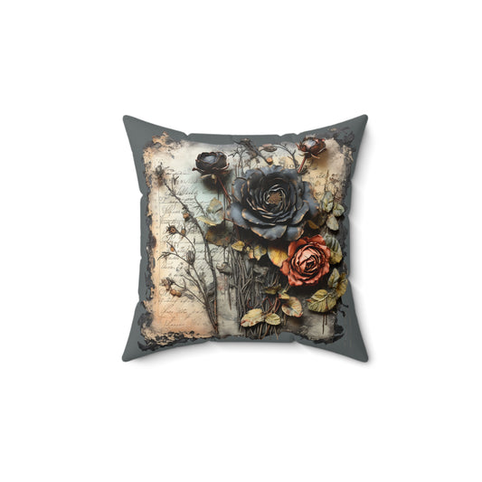Vintage Floral Throw Pillow, Decorative Cushion, Cozy Home Decor, Housewarming Gift, Boho Style Accent, Soft Spun Polyester