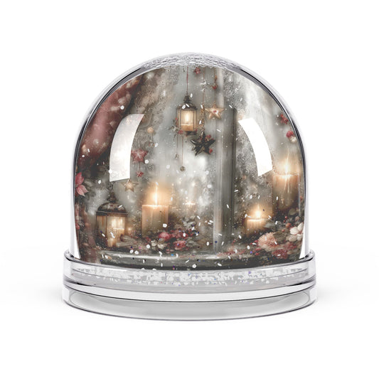 Holiday Candle Window Snow Globe – Rustic Christmas Decorative Keepsake