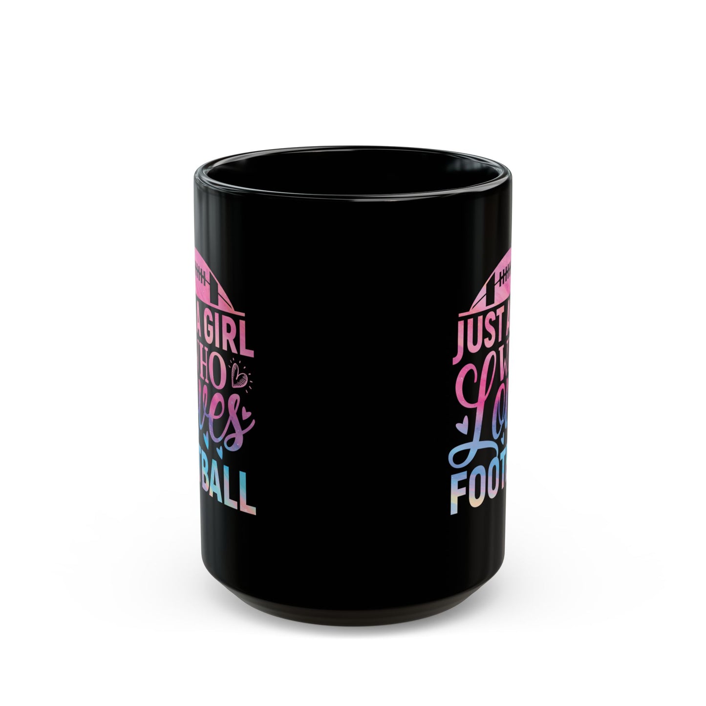 Football Theme for Her Black Mug (11oz, 15oz), Cute Football Quote, Hot Chocolate, Tea, Coffee Lovers, Football Lovers, Great Gift Idea for Any Occasion for Her