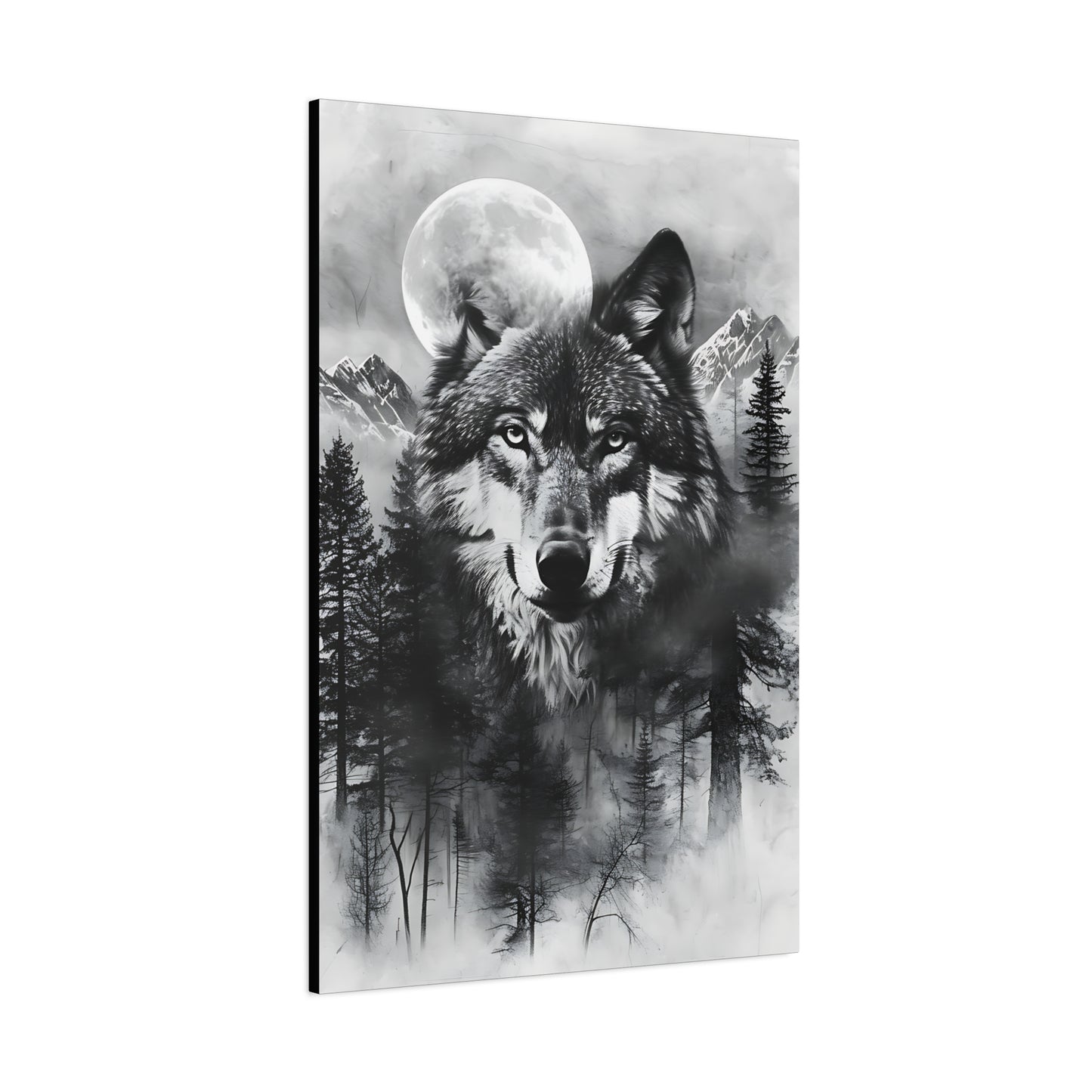 Majestic Wolf Canvas Wall Art - Black and White Wilderness Decor