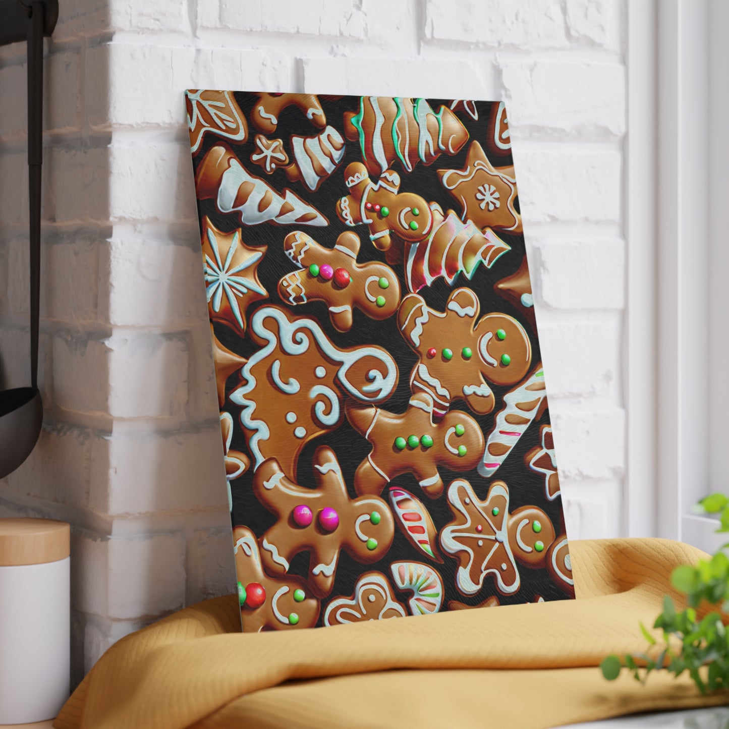 Gingerbread Holiday Glass Cutting Board