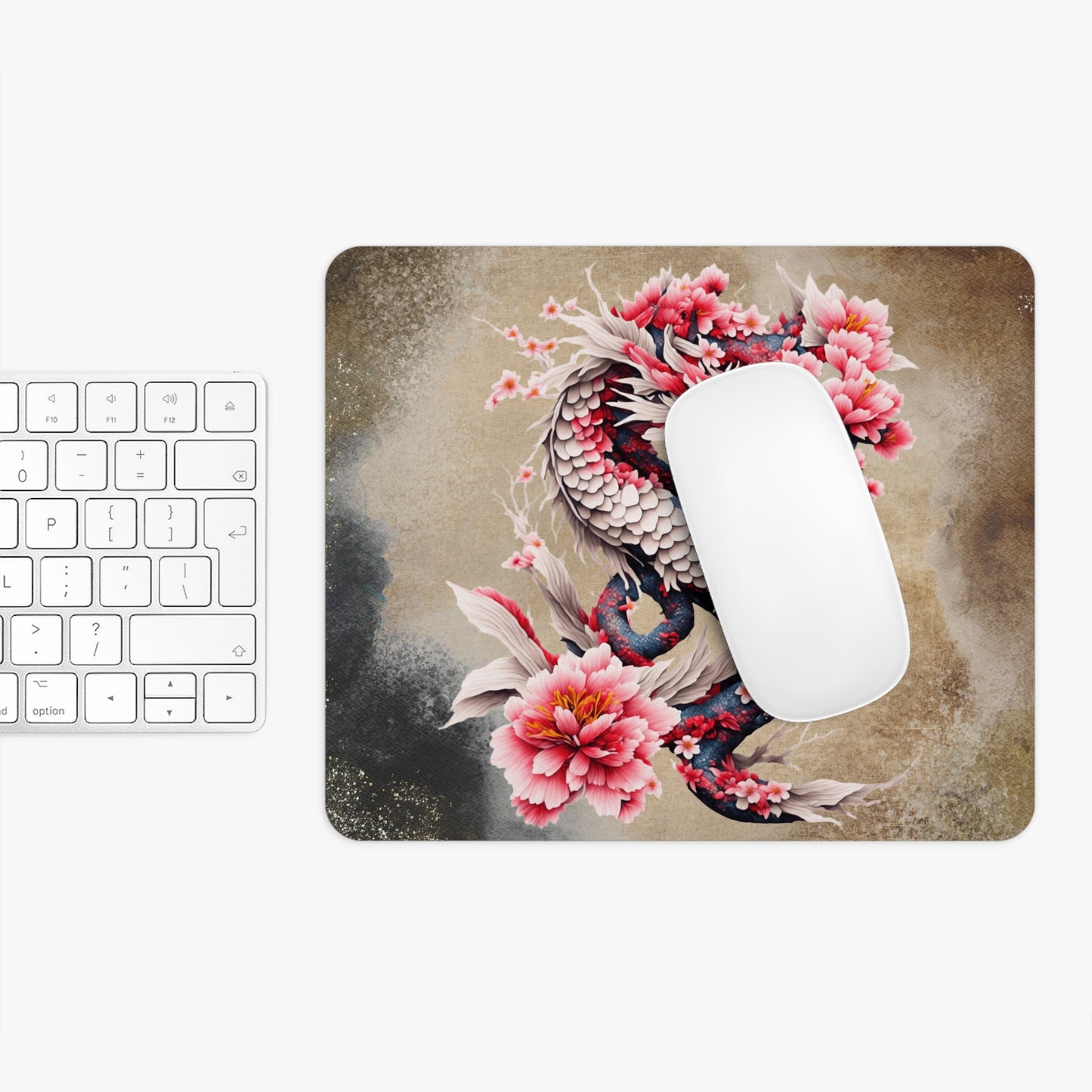 Dragon Floral Art Desk Mouse Pad - Unique Desk Accessory for Home Office
