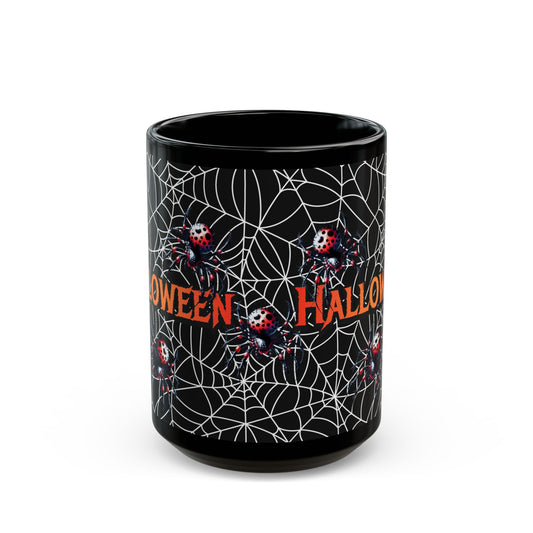 Halloween Spider Mug, Spooky Coffee Cup, Black Mug for Halloween, Halloween Decor, Fun Gift for Halloween Lovers, Unique Drinkware