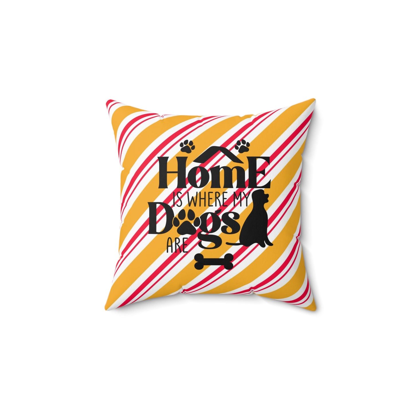 Holiday Spun Polyester Square Pillow, Animal Lovers, Dog Lover's Holiday Room Decor, Holiday Accent for Dog People, Housewarming Gift