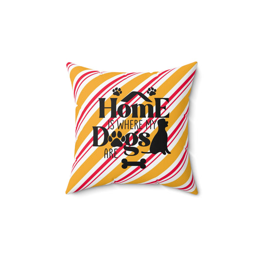Holiday Spun Polyester Square Pillow, Animal Lovers, Dog Lover's Holiday Room Decor, Holiday Accent for Dog People, Housewarming Gift