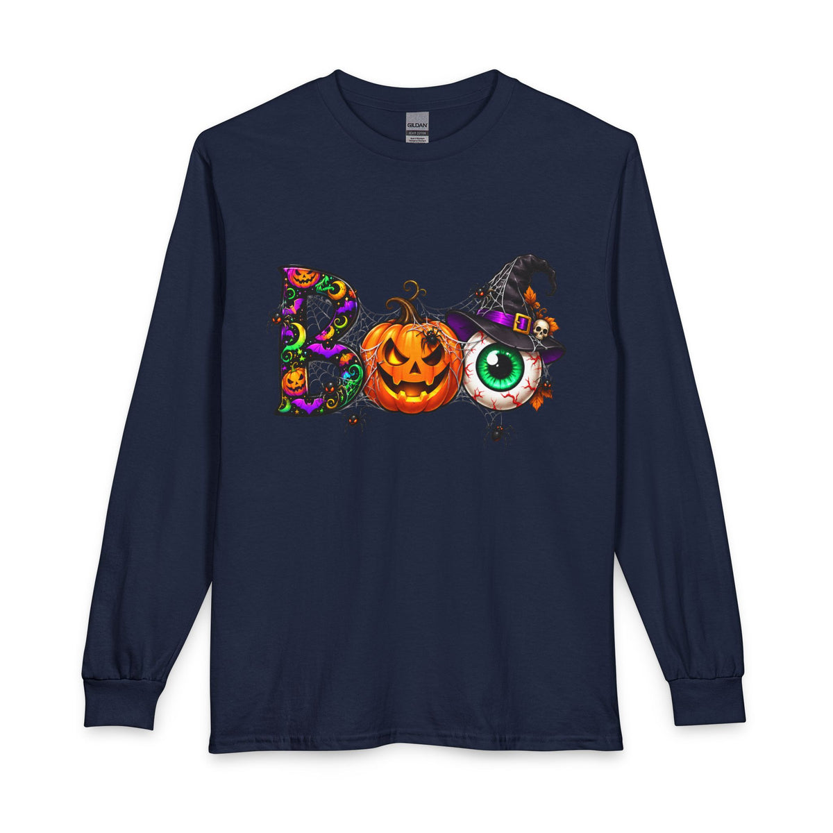 Halloween Boo Pumpkin and Witch Hat Long Sleeve T-Shirt